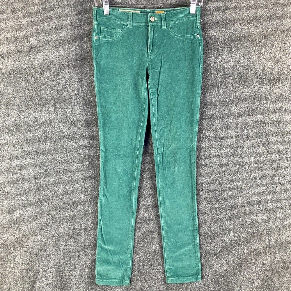 Pilcro Anthropologie Pants Women's 25 Corduroy Serif Fit Green Cotton‎ Blend